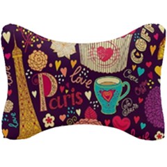 Collage Worx Black Collage Cupcake Eifel Tower Fireworks Paris Seat Head Rest Cushion by Grandong