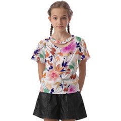 Abstract Floral Background Kids  Front Cut T-shirt by kyorashop23