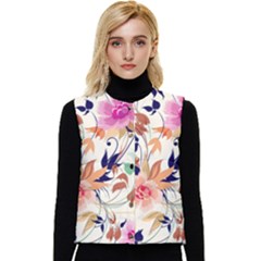Abstract Floral Background Women s Button Up Puffer Vest by kyorashop23