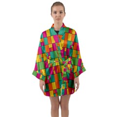 Abstract-background Long Sleeve Satin Kimono by kyorashop23