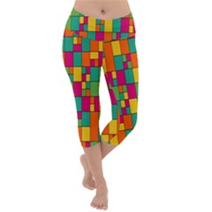 Abstract-background Lightweight Velour Capri Yoga Leggings by kyorashop23