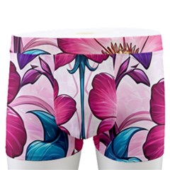 Fantasy Pink Flowers Stained Glass Men s Boxer Briefs by Grandong