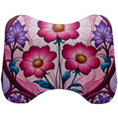 Fantasy Pink Flowers Stained Glass Head Support Cushion by Grandong