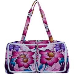 Fantasy Pink Flowers Stained Glass Multi Function Bag by Grandong