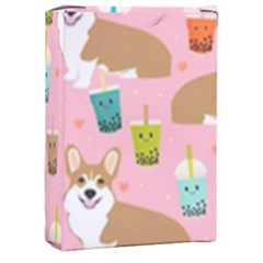 Corgi Bubble Boba Tea Pink Pattern Playing Cards Single Design (rectangle) With Custom Box by Salmanaz77