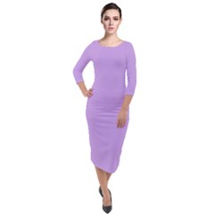 Luscious Lavender Hex #cca3e7 Quarter Sleeve Midi Velour Bodycon Dress by dressshop