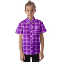 Purple Plaid Tartan 3 Kids  Short Sleeve Shirt by dressshop