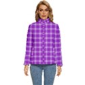 Purple Plaid Tartan 3 Women s Puffer Bubble Jacket Coat View1