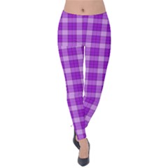 Purple Plaid Tartan 3 Velvet Leggings by dressshop