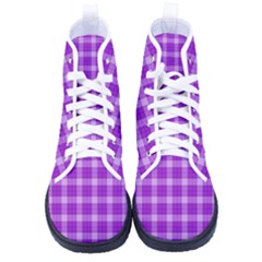 Purple Plaid Tartan 3 Women s High-top Canvas Sneakers by dressshop