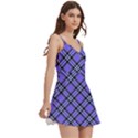 Blue Tartan Plaid 1 Diagonal Body Wrap Sleeveless V-Neck Mini Dress View3