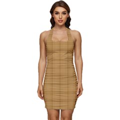 Autumn Fall Plaid Tartan 1 Sleeveless Wide Square Neckline Ruched Bodycon Dress by dressshop