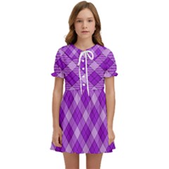 Purple Plaid Tartan 3 Diagonal (2) Kids  Sweet Collar Dress by dressshop