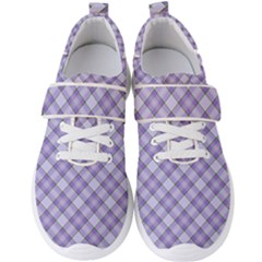 Purple Plaid Tartan 2 Diagonal Men s Velcro Strap Shoes by dressshop