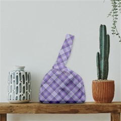 Purple Plaid Tartan 2 Diagonal Japanese Wrist Knot Bag by dressshop