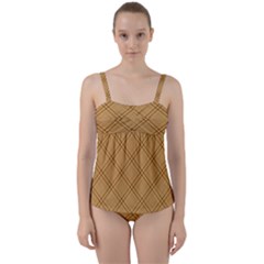 Autumn Fall Plaid Tartan 1 Diagonal Twist Front Tankini Set by dressshop
