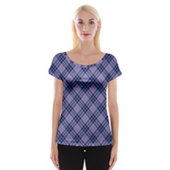 Purple Plaid Tartan 1 Diagonal Cap Sleeve Top by dressshop