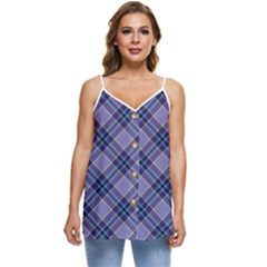Purple Plaid Tartan 1 Diagonal Casual Spaghetti Strap Chiffon Top by dressshop