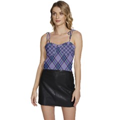 Purple Plaid Tartan 1 Diagonal Flowy Camisole Tie Up Top by dressshop