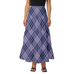 Purple Plaid Tartan 1 Diagonal Tiered Ruffle Maxi Skirt by dressshop
