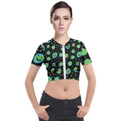 Doodle Dot Drawing Short Sleeve Cropped Jacket by Salmanaz77