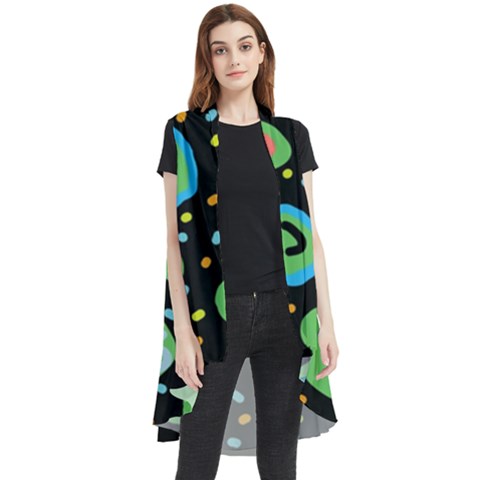 Doodle Dot Drawing Sleeveless Chiffon Waistcoat Shirt by Salmanaz77