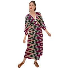 Pattern Zigzag Stripe Design Grecian Style  Maxi Dress by Maspions