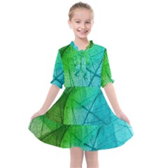 Texture Green Leaf Abstraction 3d Kids  All Frills Chiffon Dress by Salmanaz77
