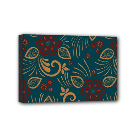 Flowers Floral Retro Flower Texture Mini Canvas 6  X 4  (stretched) by Salmanaz77