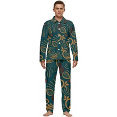 Flowers Floral Retro Flower Texture Men s Long Sleeve Velvet Pocket Pajamas Set by Salmanaz77
