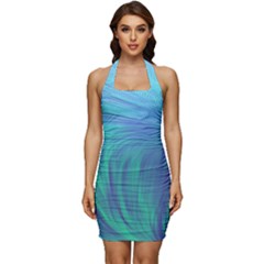 Psicodelia Zyguratti Texture Cyanturquoise Sleeveless Wide Square Neckline Ruched Bodycon Dress by Salmanaz77