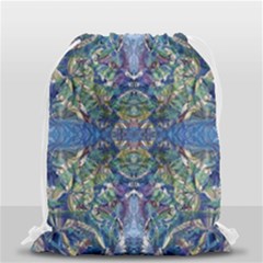 Blue Arabesque Drawstring Bag (small) by kaleidomarblingart