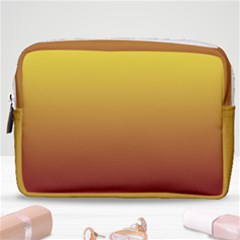 Electric Yellow To Burgundy Red Linear Gradient Make Up Pouch (medium) by GradientsOmbre