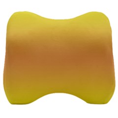 Electric Yellow To Coral Pink Bilinear Gradient Velour Head Support Cushion by GradientsOmbre