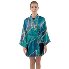 Aqua Batik, Abstract, Colorful Long Sleeve Satin Kimono by kyorashop23