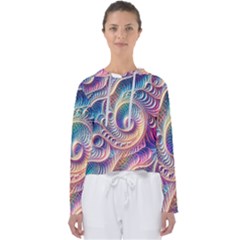 Abstract Fractal Art Swirl Pattern Women s Slouchy Sweat by Salmanaz77