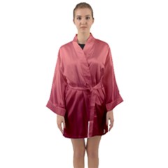 Coral Pink To Burgundy Red Linear Gradient Long Sleeve Satin Kimono by GradientsOmbre