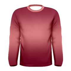 Burgundy Red To Coral Pink Bilinear Gradient Men s Long Sleeve T-shirt by GradientsOmbre