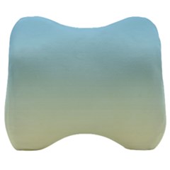 Baby Blue To Cream Yellow Linear Gradient Velour Head Support Cushion by GradientsOmbre