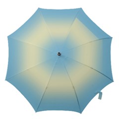 Baby Blue To Cream Yellow Bilinear Gradient Hook Handle Umbrellas (large) by GradientsOmbre