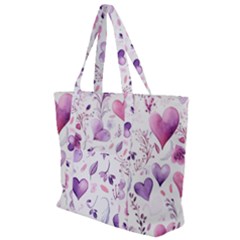 Hearts Love Purple Zip Up Canvas Bag by Grandong