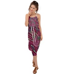 Abstract Art Pattern Design Background Waist Tie Cover Up Chiffon Dress by Grandong