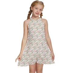 Boho Pattern 3 Kids  Halter Collar Waist Tie Chiffon Dress by designsbymallika