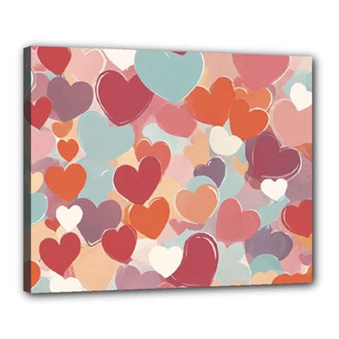 Valentines Day Hearts Romance Love Canvas 20  X 16  (stretched) by Posterlux