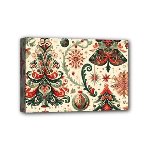 Christmas Tree Snow Mini Canvas 6  X 4  (stretched) by Bedest