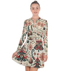 Christmas Tree Snow Long Sleeve Panel Dress by Bedest