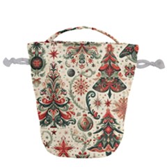 Christmas Tree Snow Drawstring Bucket Bag by Bedest