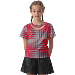 Zigzag Pattern Chevron Red Kids  Front Cut T-shirt by Bedest