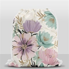 Flowers Pattern Floral Drawstring Bag (small) by Sabxi