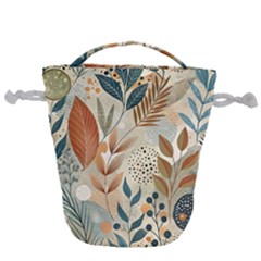 Leaves Pattern Flora Drawstring Bucket Bag by Sabxi